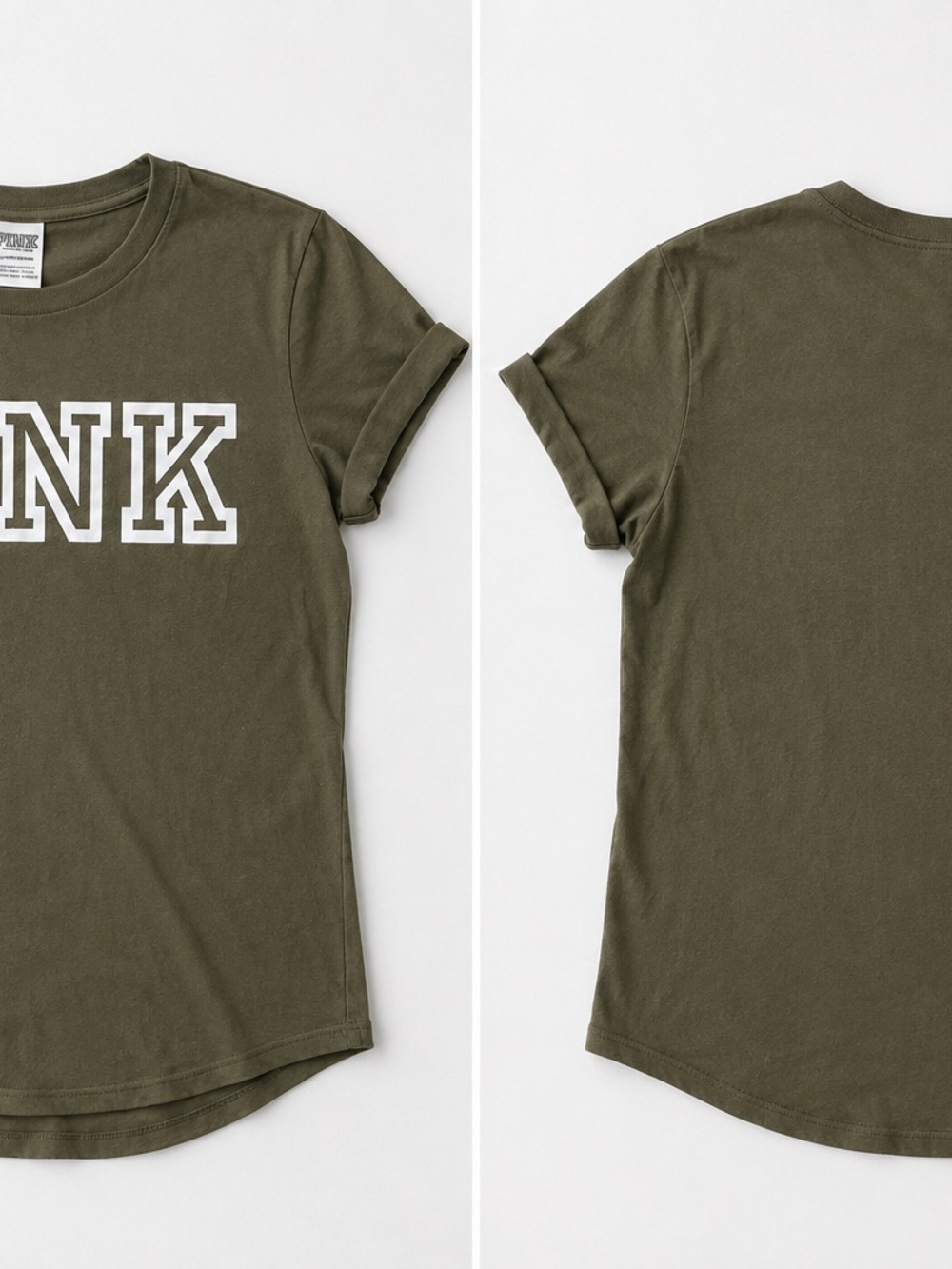 PINK Victoria's Secret Olive Green Logo Tee - Picture 2 of 4